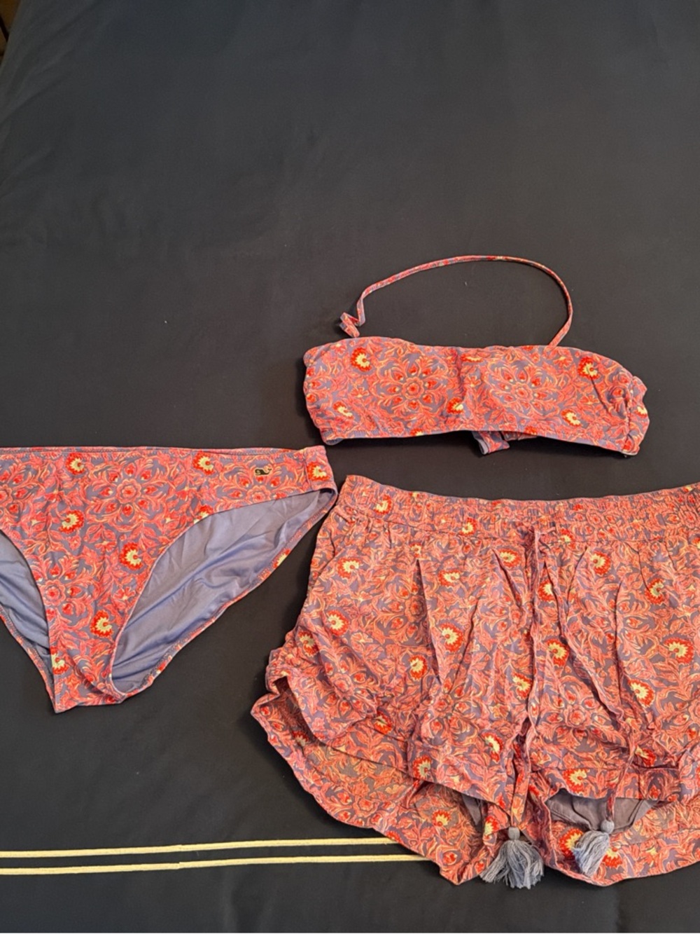 Vineyard Vines Coral Paisley Bikini Set with Matching Shorts